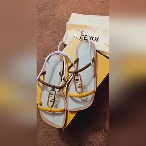 Fendi O'lock Leather Sandal